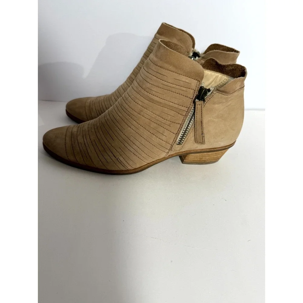 Paul Green Shasta Sliced Women Bootie 3 Brown Leather Side Zip Heeled Ankle Boot